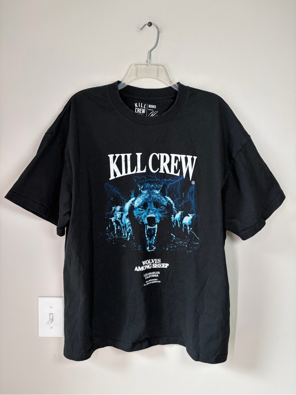 Kill Crew Unisex Black Oversized Midst of Wolves T-Shirt High Quality Cotton